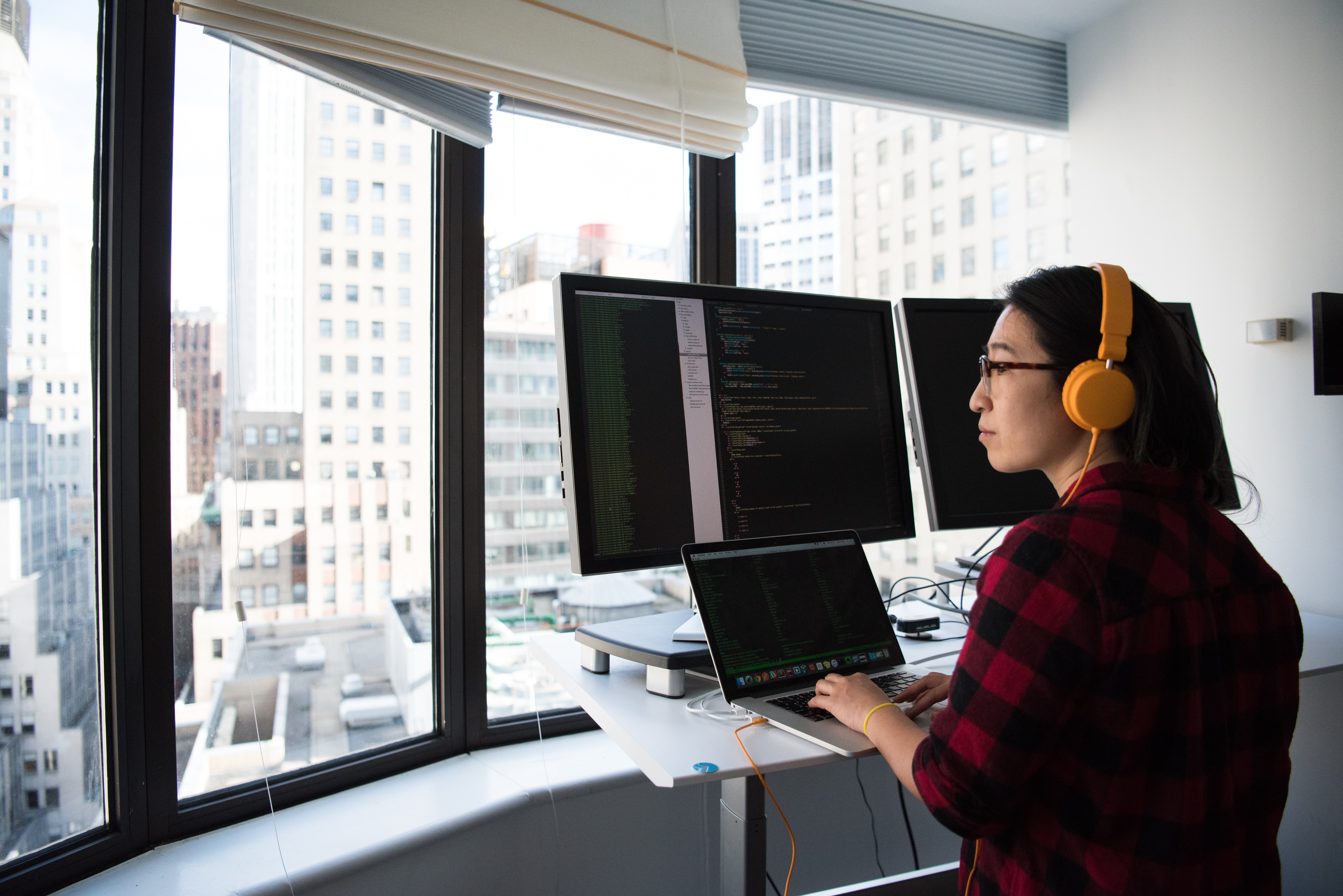 A lady coding